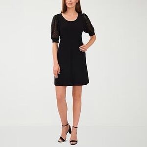 NWT MSK Women's Short Sheer Clipdot Sleeve Dress